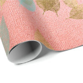 Bridal Coral Gold Falling Leafs Munt Cadeaupapier (Rol Hoek)