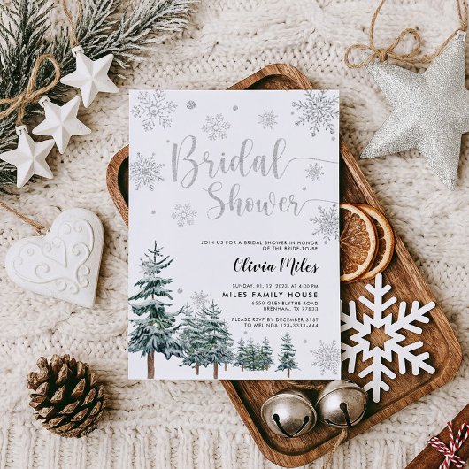 Bridal doucheuitnodiging winterzilverglitter kaart