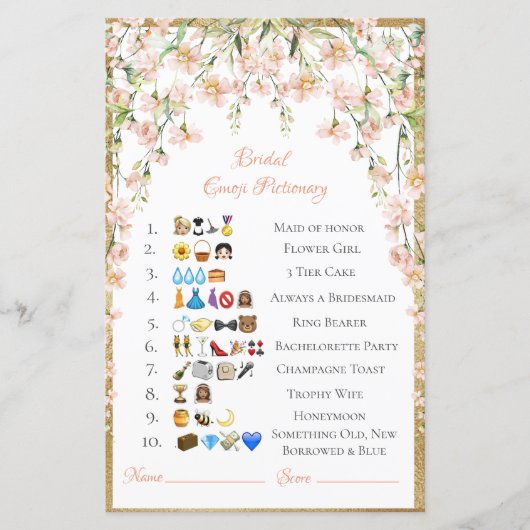 Bridal Emoji Pictionary Answers blank (Voorkant)