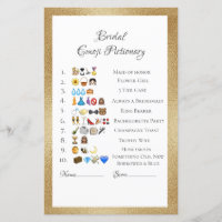 Bridal Emoji Pictionary Game Antwoorden papierblad
