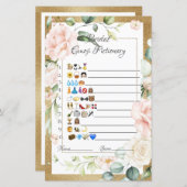 Bridal Emoji Pictionary Game Paper — Specificaties (Voorkant / Achterkant)