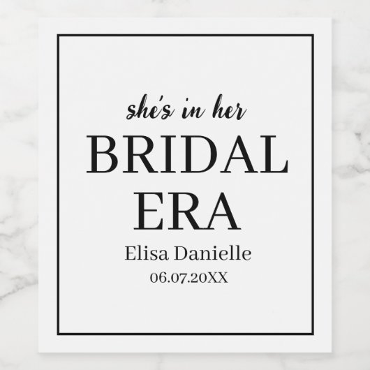 Bridal Era Minimalist Modern Custom Vrijgezellenfe Wijn Etiket (Enkel label)