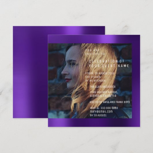 Bridal Foto Afstuderen Birthday Plum Kaart (Voorkant / Achterkant)