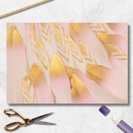 Bridal Gold Pink Arrow Feathers Tissuepapier