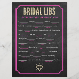 Bridal Libs Bachelorette Party Game Kaart (roze)