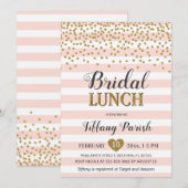 Bridal Lunch Invitting Blush Pink Gold Stripes Kaart (Voorkant / Achterkant)