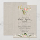 Bridal Luncheon BOHO Feather Deer Antler Rozen Art Kaart (Voorkant / Achterkant)