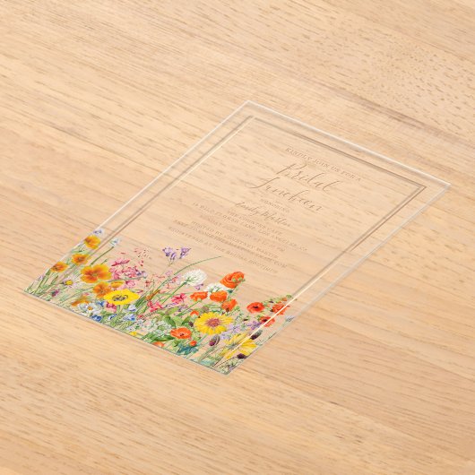 Bridal Luncheon Boho Wild Flowers Bridal Shower Acryl Uitnodigingen (Laagn)