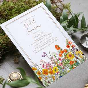 Bridal Luncheon Boho Wild Flowers Vrijgezellenfees Kaart