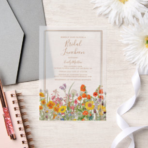 Bridal Luncheon Boho Wild Flowers Vrijgezellenfees Vellum Uitnodigingen