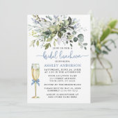 Bridal Luncheon Greenery Dusty Blue Glass Kaart (Staand voorkant)