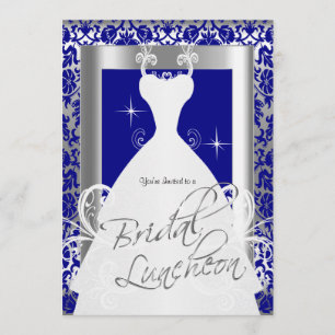 Bridal Luncheon in Royal Blue Damask & Silver Kaart