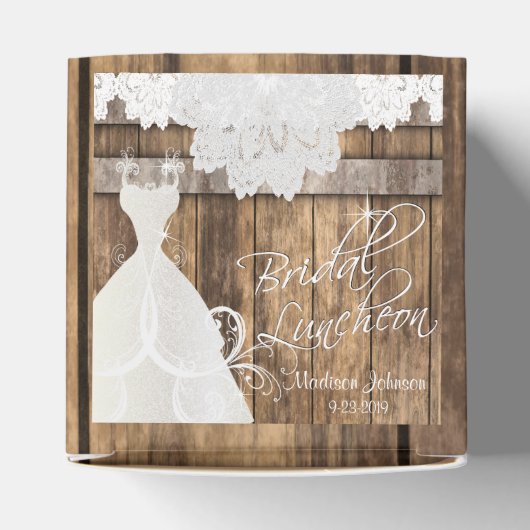 Bridal Luncheon in Rustic Wood and Lace Design Bedankdoosjes (Bovenkant)
