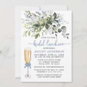 Bridal Luncheon Waterverf Greenery Dusty Blue Bow Kaart (Voorkant)