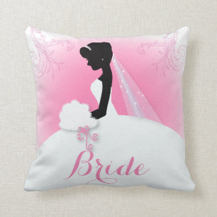 Bridal Mrs Right Pink bride silhouette Kussen
