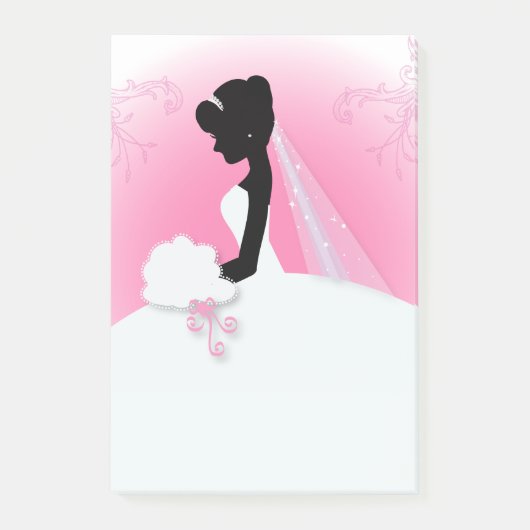 Bridal Mrs Right Pink bride silhouette Post-it® Notes (Voorkant)