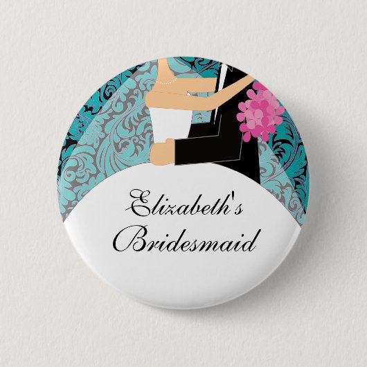 Bridal Party Bridesmaid Button / Pin (Voorkant)