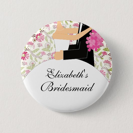 Bridal Party Bridesmaid Button / Pin Flowers (Voorkant)