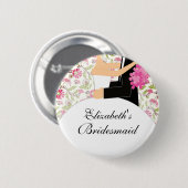 Bridal Party Bridesmaid Button / Pin Flowers (Voorkant /achterkant)