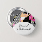 Bridal Party Bridesmaid Button / Pin Flowers (Voorkant /achterkant)