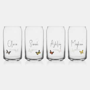 Bridal Party bruidsmeisje Butterfly aangepaste naa Blikvorm Glas