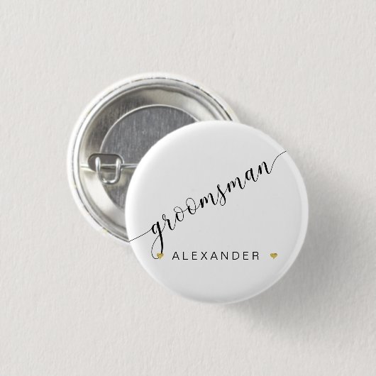 Bridal Party Groomsman Script Simple Moderne Gold Ronde Button 3,2 Cm (Voorkant /achterkant)
