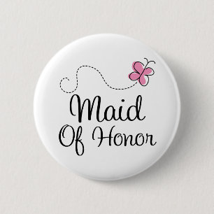 Bridal Party Maid of Honor Pink Wedding Button