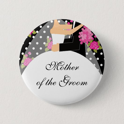 Bridal Party Moeder van de Bride Button / Pin (Voorkant)