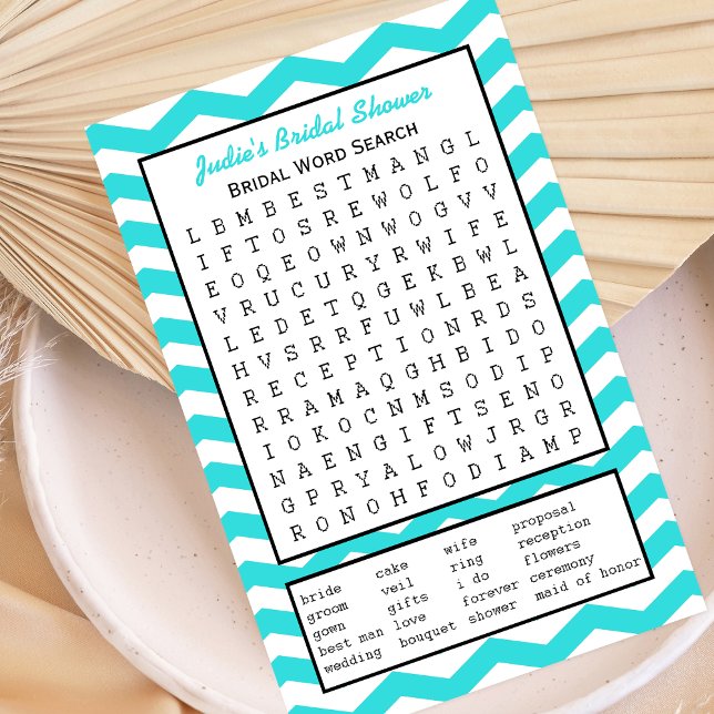 Bridal Party Shower Word Search Game in Turquoise (Creator heeft geüpload)