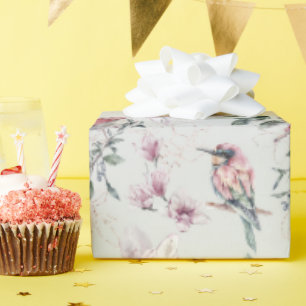 Bridal roze Waterverf bloemen en vogels Cadeaupapier