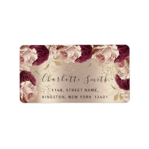 Bridal RSVP Wedding Pink Floral Roos Marsala Etiket