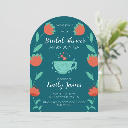 Bridal Shower - Afternoon Tea Party Invitation (Debout devant)