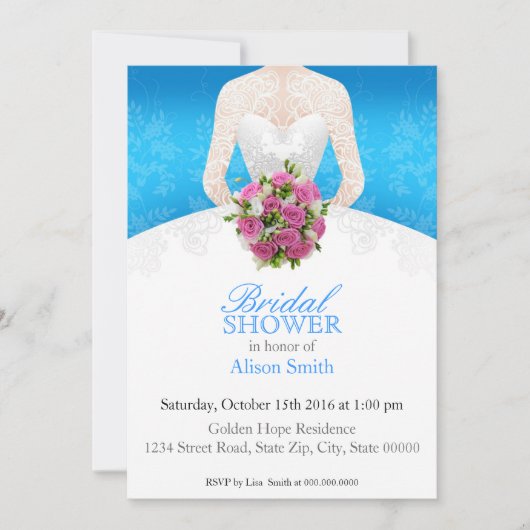 Bridal Shower allégé blue invitation (Devant)