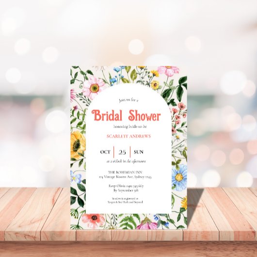 bridal shower boho vintage invitation kaart