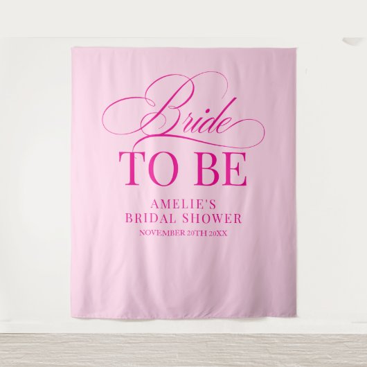 Bridal shower Bride to Be backdrop pink Wandkleed (Voorkant)