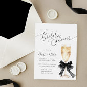 Bridal Shower Champagne Invitation with Black Bow 