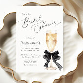 Bridal Shower Champagne Invitation with Black Bow