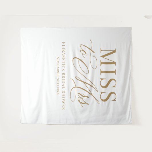 Bridal shower elegant Miss to Mrs backdrop Wandkleed (Voorkant (horizontaal))