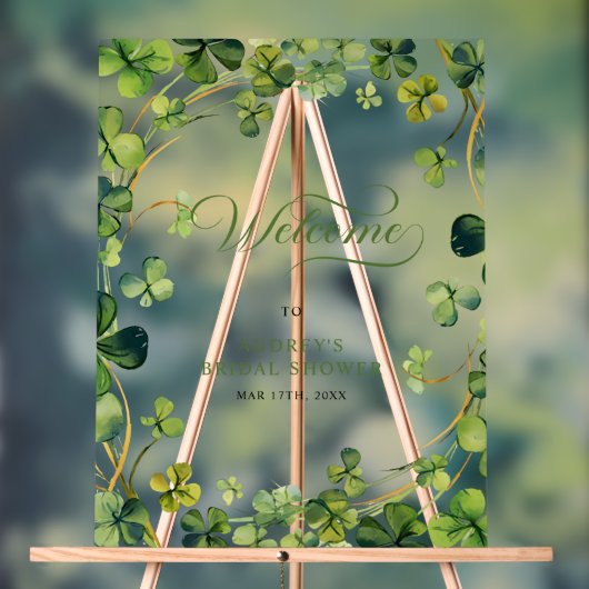 Bridal Shower Greenery Shamrock Welcome Sign (Neutre)