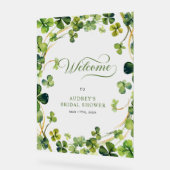Bridal Shower Greenery Shamrock Welcome Sign (Angle)