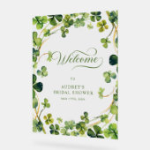 Bridal Shower Greenery Shamrock Welcome Sign (Angle)