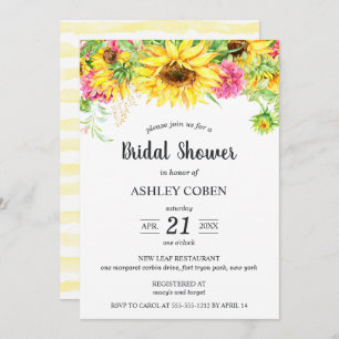 Bridal Shower Invitation and Cascading Sunflower Kaart