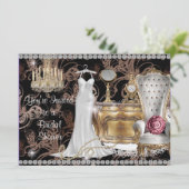 BRIDAL SHOWER INVITATION Antiek Wallpaper Kaart (Staand voorkant)