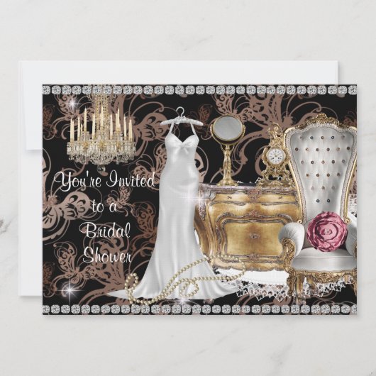 BRIDAL SHOWER INVITATION Antiek Wallpaper Kaart (Voorkant)