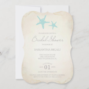 BRIDAL SHOWER Invitation - Beach Starfish Kaart