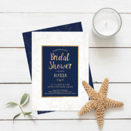 Bridal Shower Invitation, Beachy, Gold Starfish Kaart