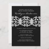 Bridal Shower Invitation Black & White Damask Kaart (Voorkant)