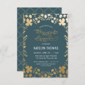 Bridal Shower Invitation,  Blauwgroen & Gold Kaart (Voorkant / Achterkant)