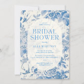 Bridal Shower Invitation Blue Floral Kaart (Voorkant)