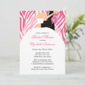 Bridal Shower Invitation Bride Groom Pink Zebra Kaart (Staand voorkant)
